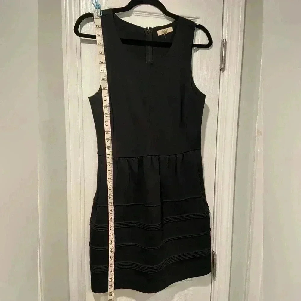 Madewell Stretchy Black Ribbed Mini Tank Dress Zip Back Bodycon Scuba Size Small - Picture 9 of 14